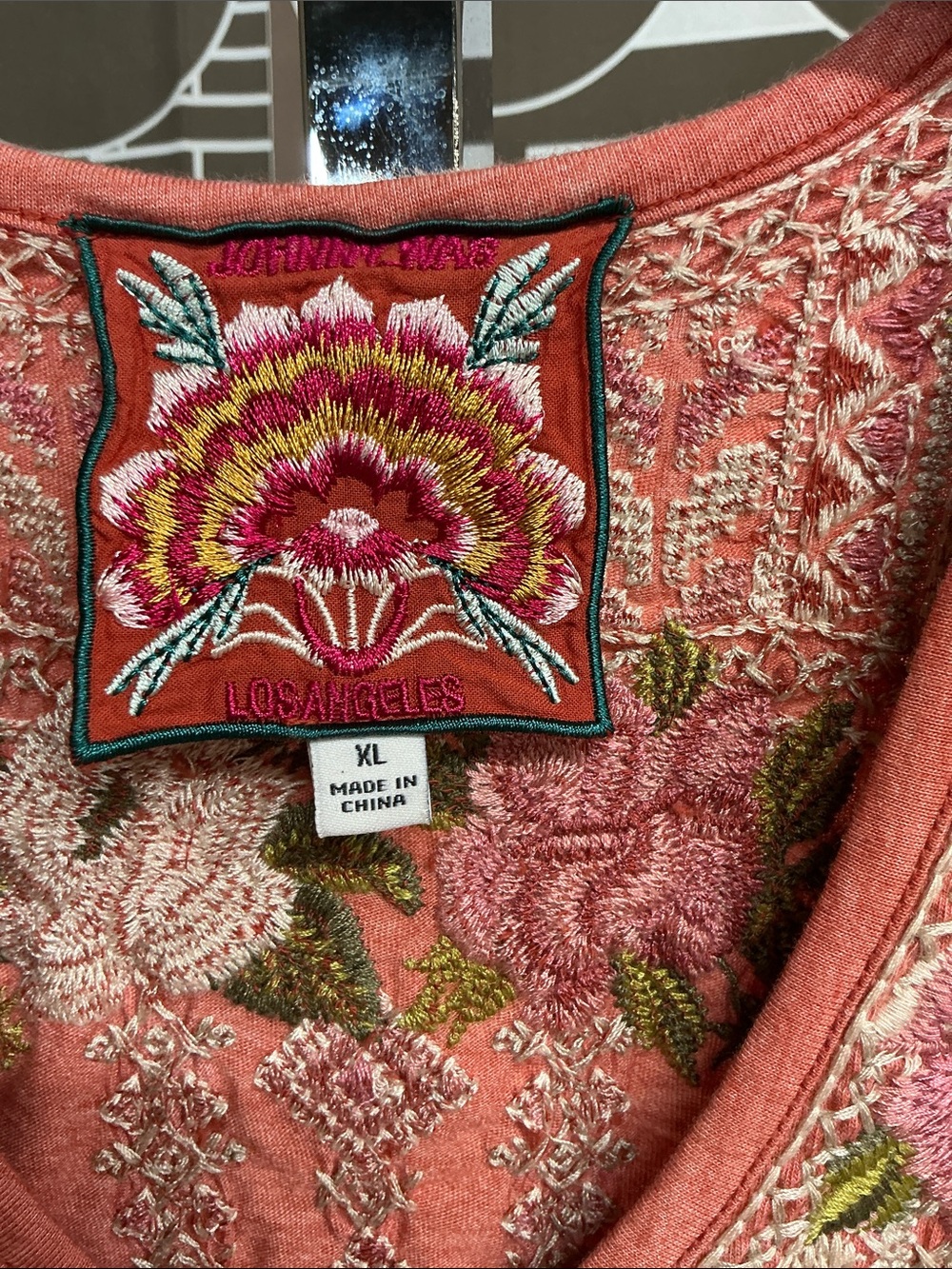 Johnny Was Coral Embroidered Floral Tunic - Picture 2 of 4